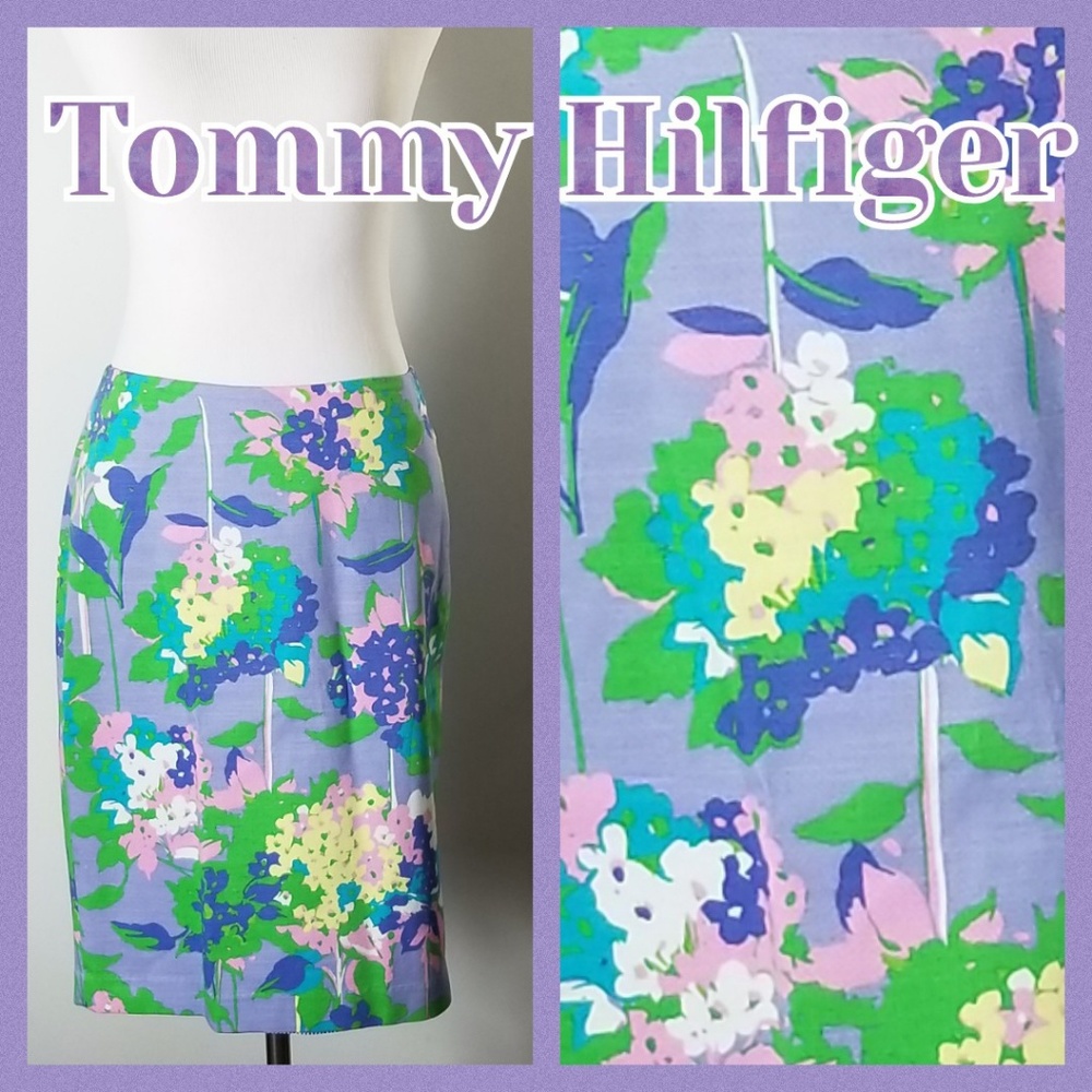 🆕️ Tommy Hilfiger Easter Spring Pencil Skirt Purple Floral